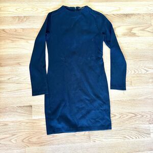 Zara Knit Sweater Dress Black Bodycon Size M Long Sleeve